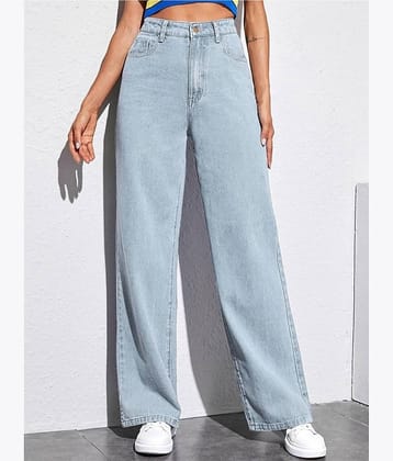 Gazal Fashions Women's Straight Fit High-Rise Jeans ( Ice Blue )