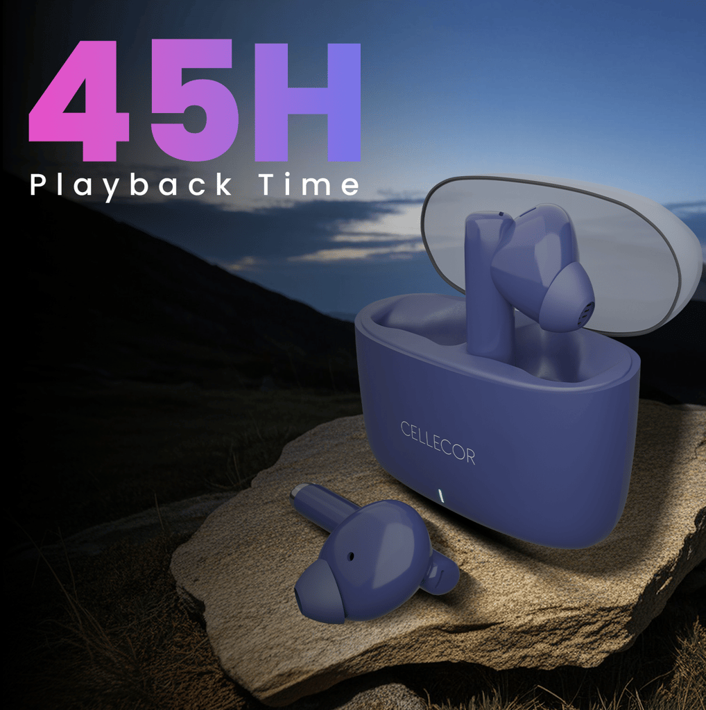Cellecor BroPods CB11 TWS With 45 Hrs, ENC, 13mm Driver, BT v5.1, Voice Assistant, IPX4 Bluetooth-blue