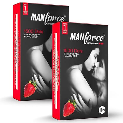 Manforce Xotic Strawberry Flavoured Condoms For Men | 20 Pcs | Extra Dotted & Lubricated Latex Condoms | For Enhanced Pleasure Of Both| Indias No. 1* Condom Brand For Safe Sex.