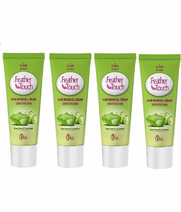 VI-JOHN Feather Touch Cucumber & Aloevera Hair Removal Cream for Sensitive Skin 40g Each - Pack of 4