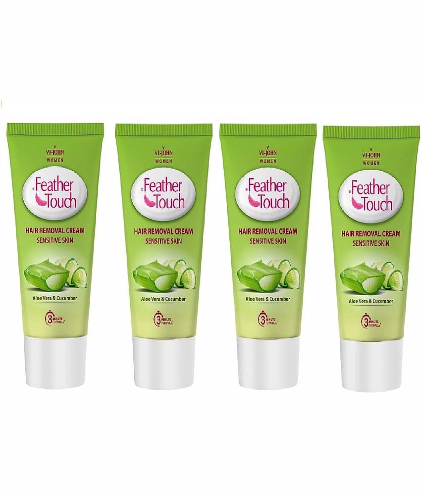 VI-JOHN Feather Touch Cucumber & Aloevera Hair Removal Cream for Sensitive Skin 40g Each - Pack of 4