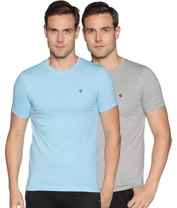 Dollar Cotton Blend Regular Fit Solids Round Half Sleeves Multicolor Men T-Shirt Pack of 2