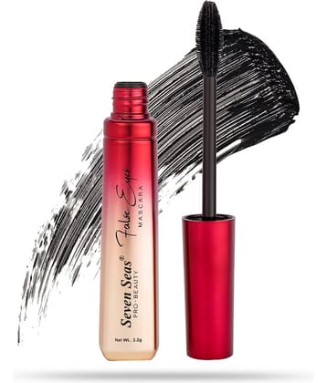 Seven Seas Waterproof | Smudgeproof | Long Lasting | Intense Black | False Eyes Mascara (Black,3.2g)
