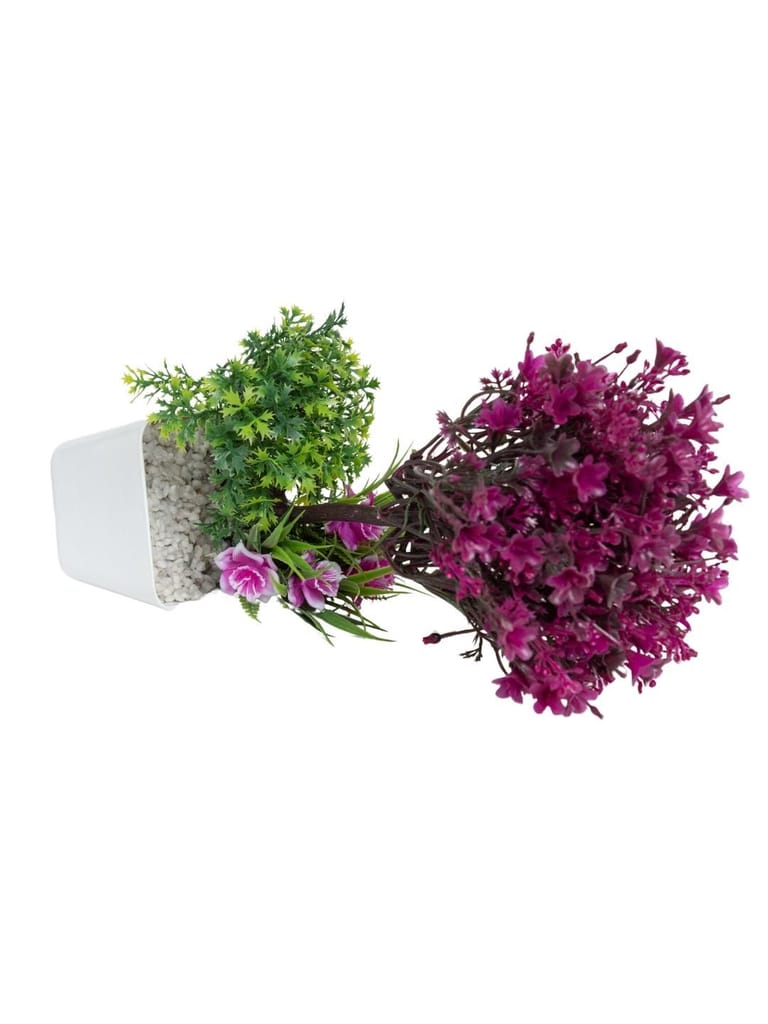 Burgundy Faux Flower Vase For Home Décor