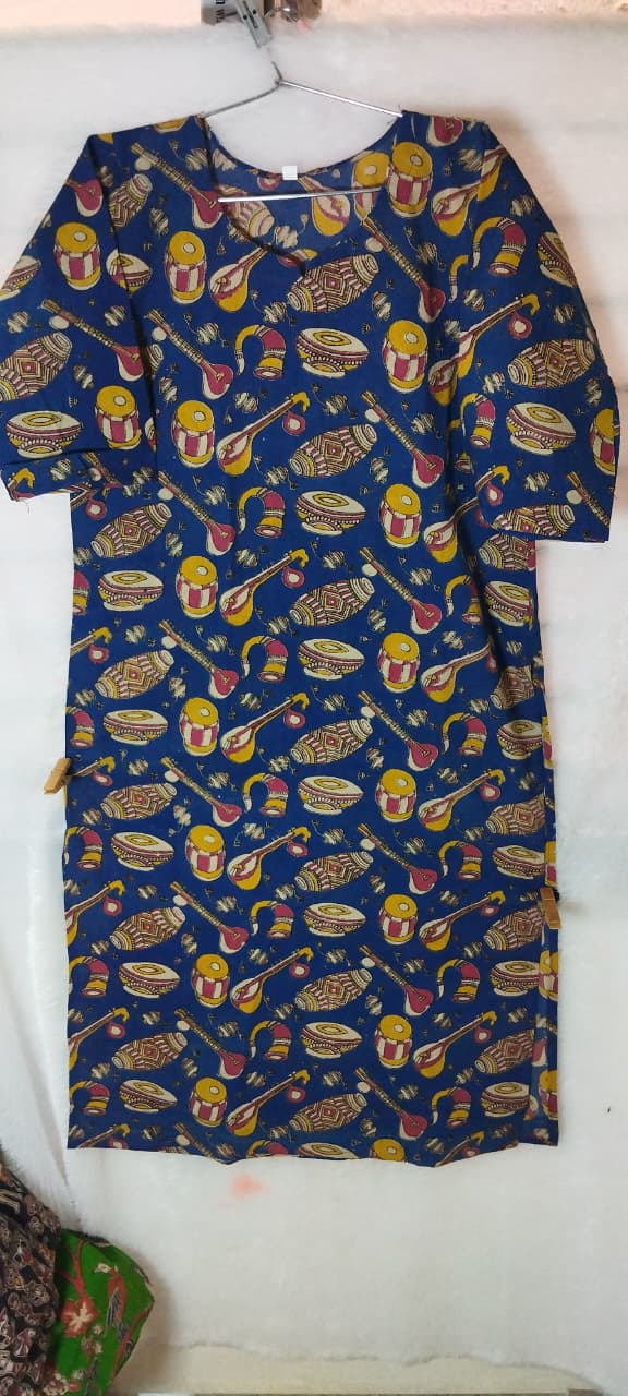 Kalamkari straight cut kurtis