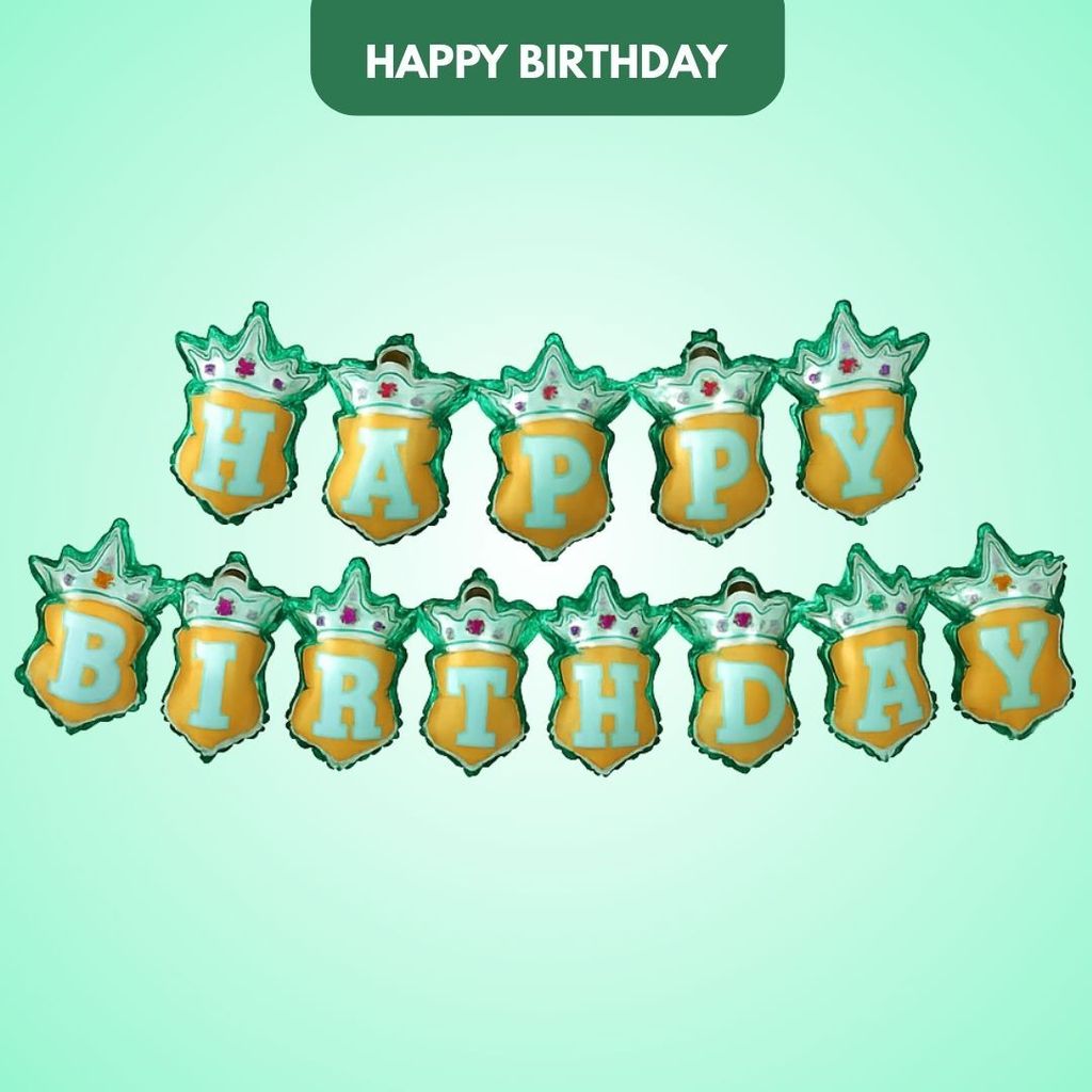 Happy Birthday Blue Crown Hanging Balloon Banner - Party and Festive Needs | Buy online on ZillyBuy