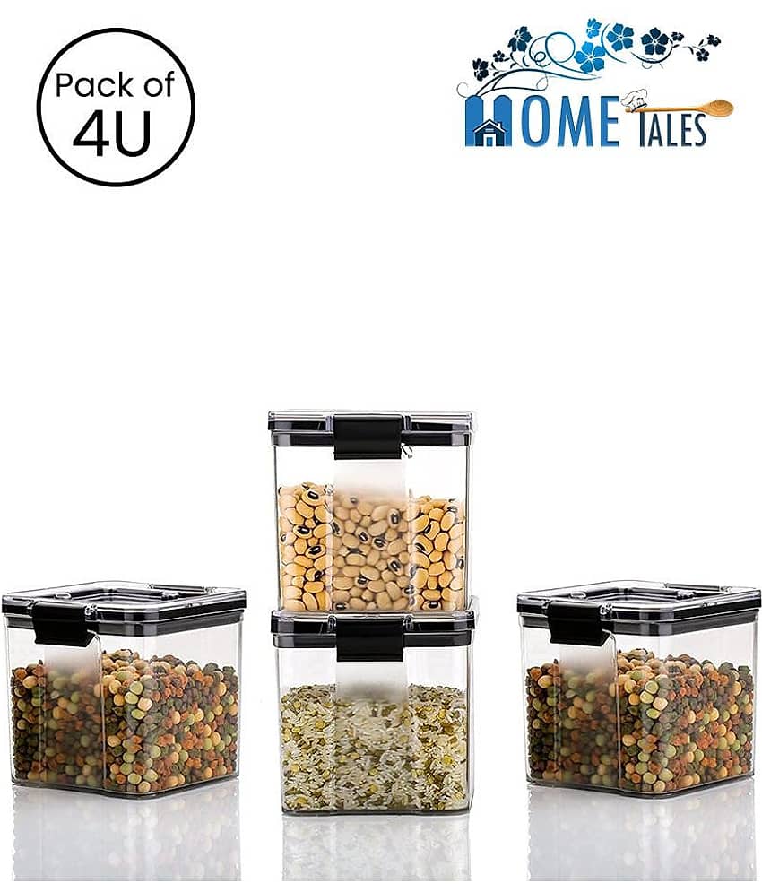 Analog Kitchenware Multi-Purpose Container 550ml each,Black Lid (4U)