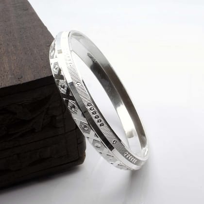 Real Solid Silver Men's Bangle Bracelet-Dia 6 CM (Circ 7.42 Inch)