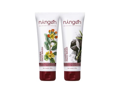 Ningen Face Wash Duo  Jojoba & Charcoal (2 x 100ml)
