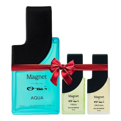OSSA MAGNET AQUA EDP 100ML & FRESH EDP 15ML & ORIGINAL EDP 15ML (PACK OF 3)