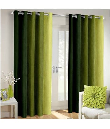 Homefab India Floral Blackout Eyelet Door Curtain 7ft (Pack of 2) - Green