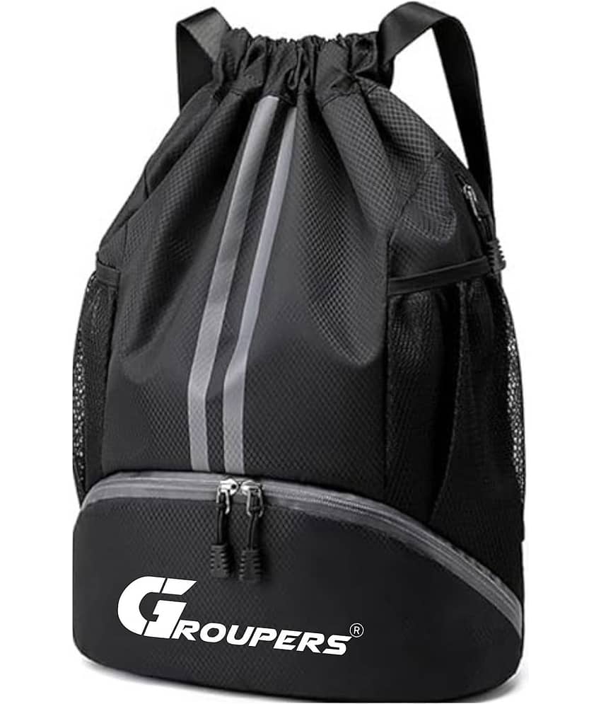 GROUPERS 30 Ltrs Black Drawstring Bag