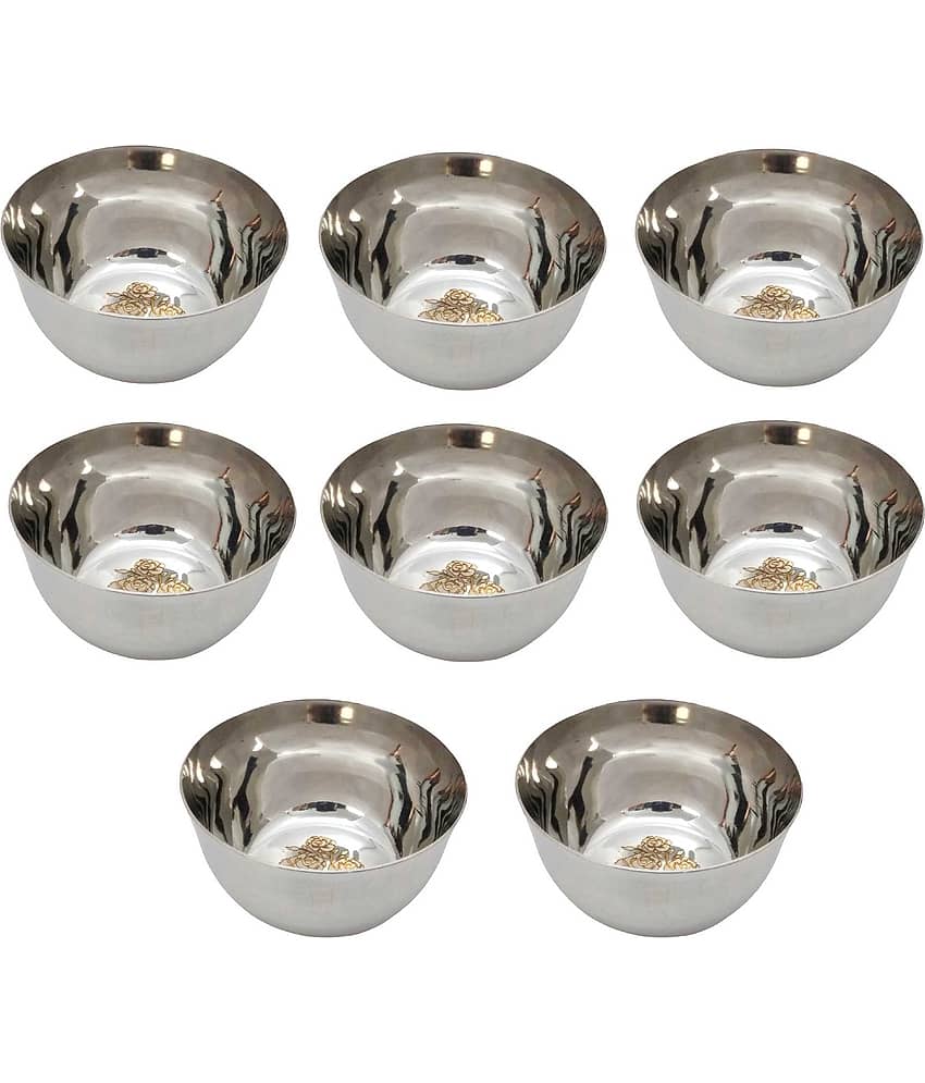 A & H ENTERPRISES - Heavy Sabzi Bowl /Katori LASER Stainless Steel Cereal Bowl 200 mL ( Set of 8 )