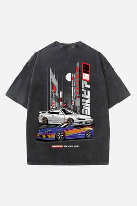 Nissan Silvia Designed Oversized T-shirt-S / Vintage Black