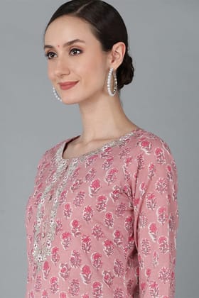 Pink Cotton Floral Printed VCK8845 Pink Cotton Floral Printed VCK8845