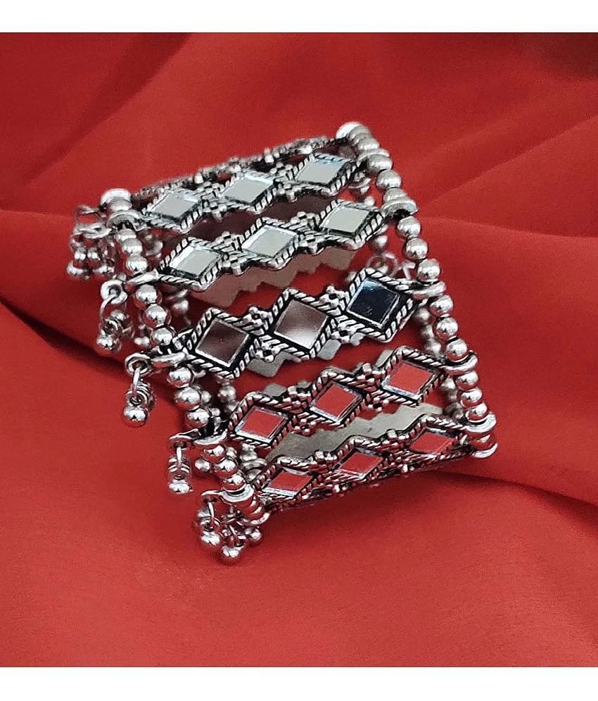 Pujvi Fashions Oxidised Antique Mirror Bracelet For Womens and Girls - None
