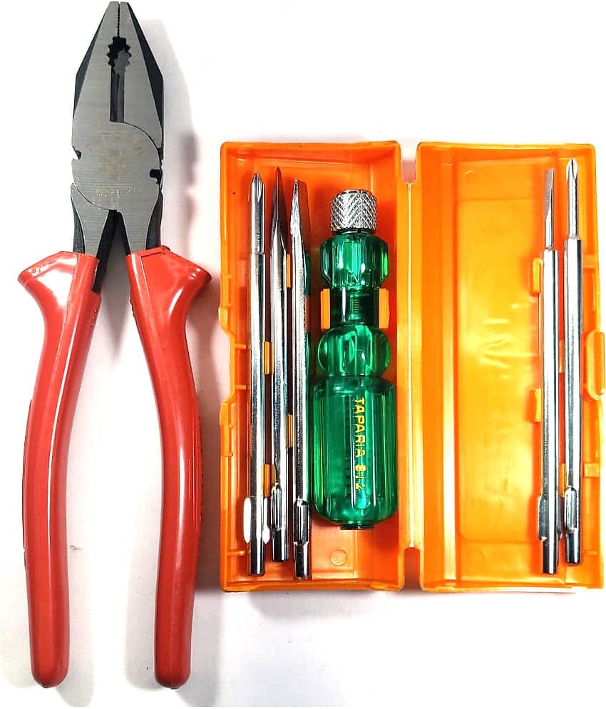 TAPARIA Set of 2 Hand Tool Combo (5in1 Screwdriver Kit(812)/Plier 210mm)