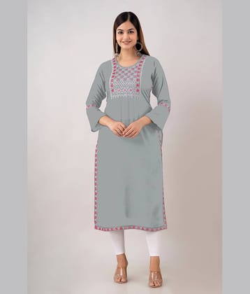 Kapadia - Grey Rayon Women's Straight Kurti ( Pack of 1 )