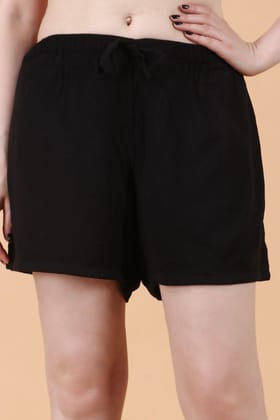 Solid Shorts with Drawstrings-L / Black