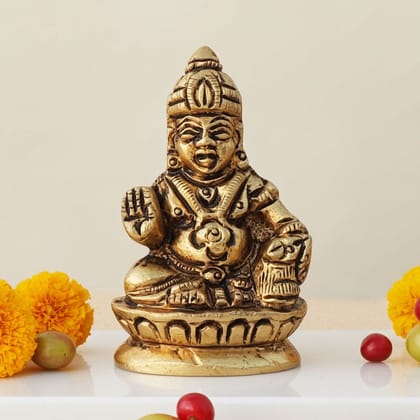Brass Kuber Ji God Idol - Premium Prosperity Statue for Home, Height : 2.2 Inch (BSMAS396 X)