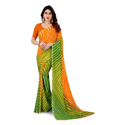 Generic Women's Faux Georgette Saree with Blouse (Yellow, 5 - 6 Mtrs)