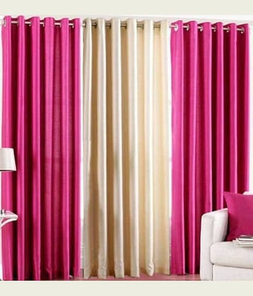 N2C Home Solid Semi-Transparent Eyelet Curtain 5 ft ( Pack of 3 ) - Pink