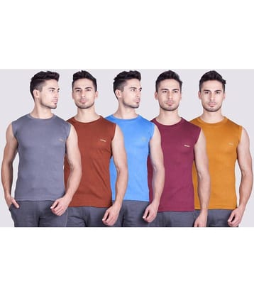 Pack of 5 Lux Cozi - Multi Cotton Blend Men's Vest