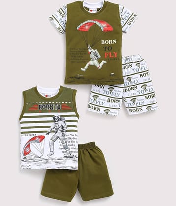 Mars Infiniti Pack of 2 Baby Boys Cotton T-Shirt & Shorts ( Green )