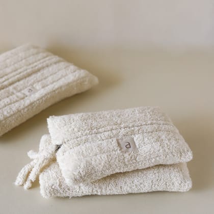 Cloud Rectangle Pouches-Set of 3 / Cotton Terry - Natural