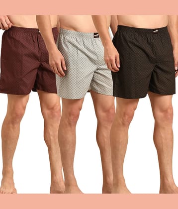 broon Pack of 3 Cotton Boxers For Men's ( Multi )