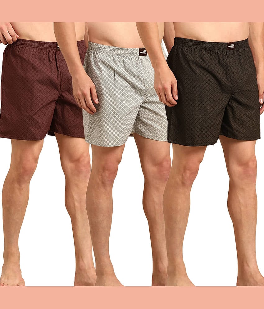 broon Pack of 3 Cotton Boxers For Men's ( Multi )