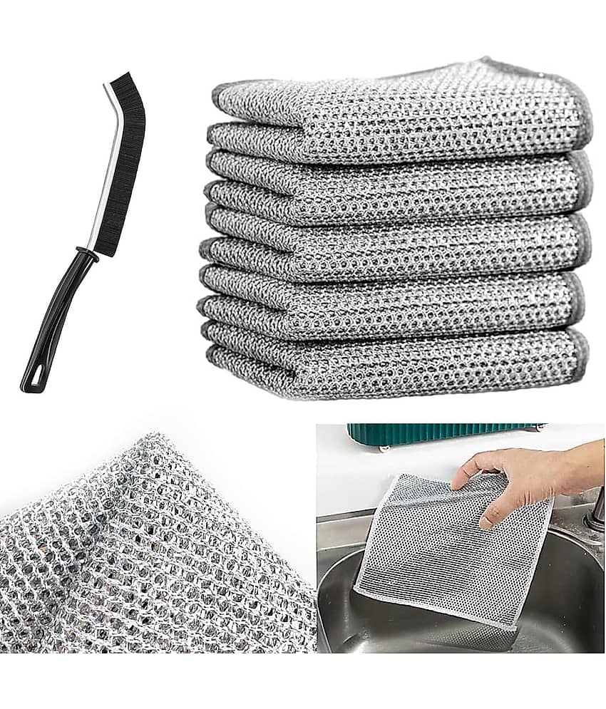 Bhavyta Wire Dishwashing Rags for Wet and Dry Dishwash Bar Non Scratch Scrubbing Pads 100 g Pack of 5