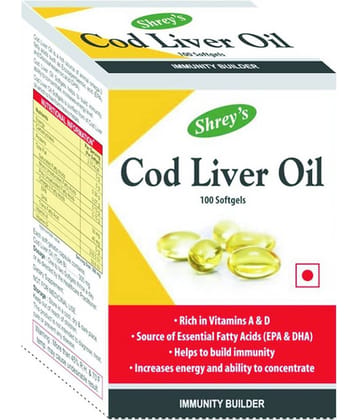 Shrey's Cod Liver Oil for Immunity & Healthy Heart 100 no.s Minerals Softgel