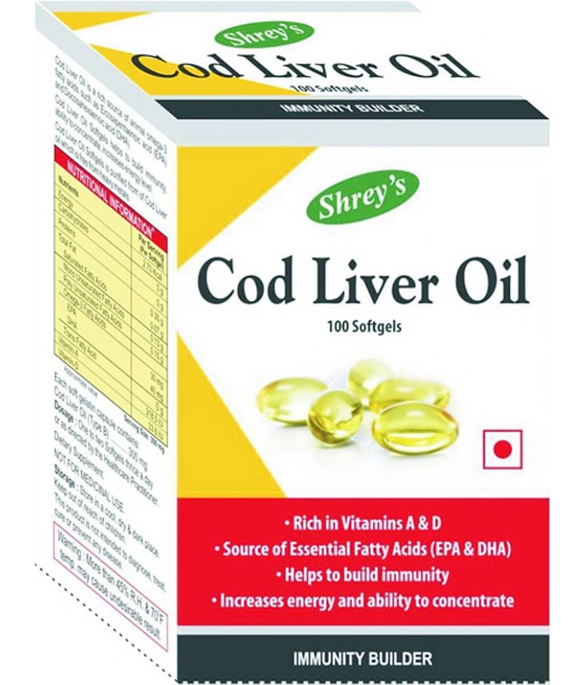 Shrey's Cod Liver Oil for Immunity & Healthy Heart 100 no.s Minerals Softgel