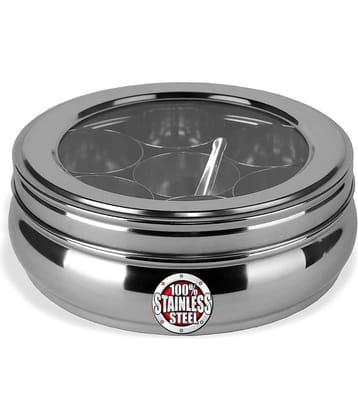 PIQUANT KITCHENWARE 11 Belly Spice Box Steel Silver Utility Container ( Set of 1 )