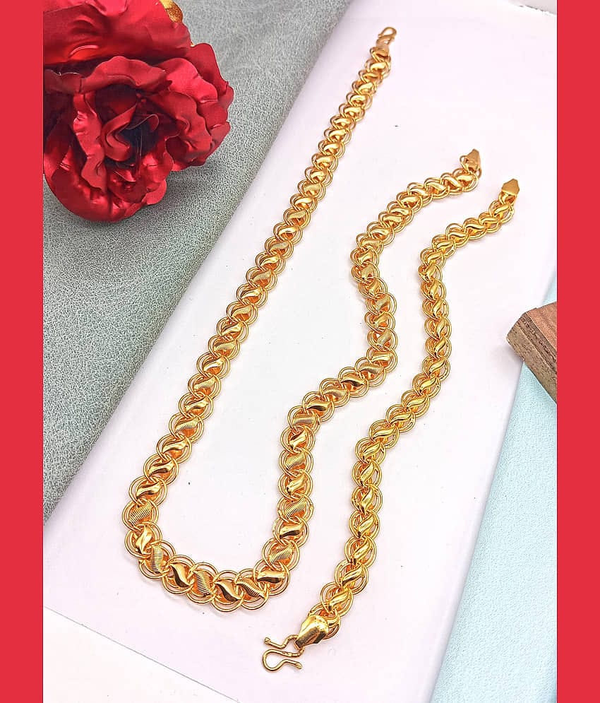 KRIMO Gold Plated Brass Chain ( Pack of 2 )