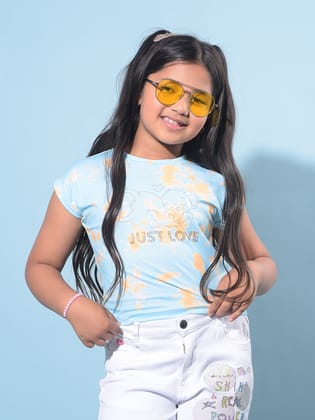 Blue Embellished Cotton T-Shirt-5-6Y / Blue