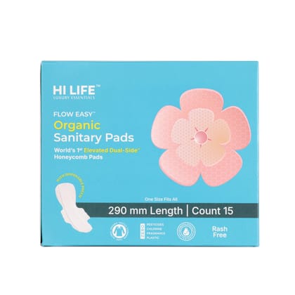 Flow Easy Organic Sanitary Pads | Pack of 15 + Disposable Pouches