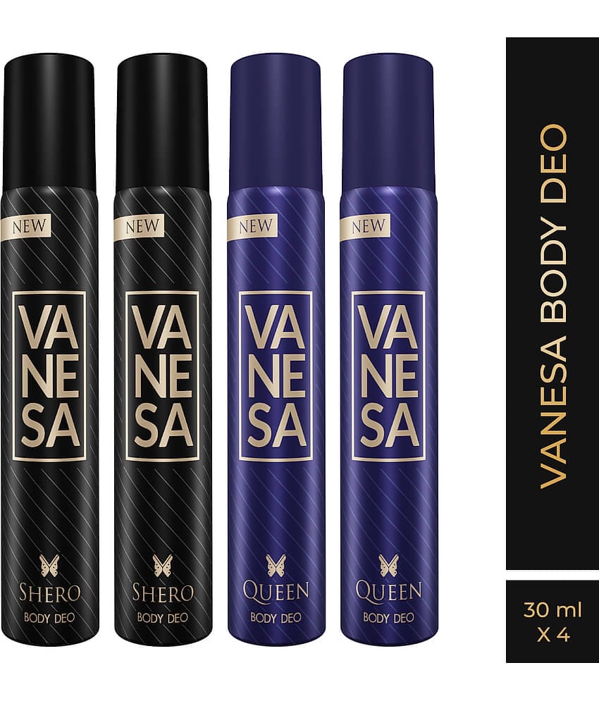 Vanesa Shero and&nbsp;Queen (30 ml x 4) Deodorant Spray for Women 120 ml ( Pack of 4 )