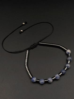 Shades of Beads Blue & Grey Bracelet (Adjustable)