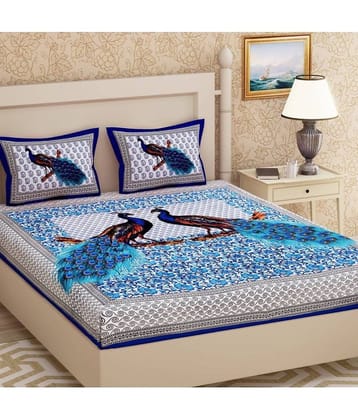 Cosito Cotton 1 Double Bedsheet with 2 Pillow Covers ( Blue )