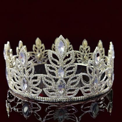 Silver Plated Embellish Rhinestone Tiara fashion show Crown