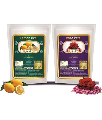 Biotic Natural Lemon Peel Powder and Rose Petals Powder Face Pack (100g each) 200 gm