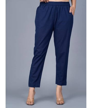 QuaClo - Navy Blue Cotton Regular Women's Casual Pants ( Pack of 1 )