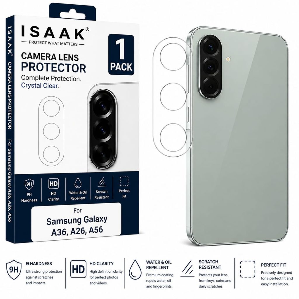 ISAAK Back Camera Lens Protector compatible for Samsung Galaxy A36 5G|Samsung Galaxy A26 5G|Samsung Galaxy A56 5G (Pack of 1)