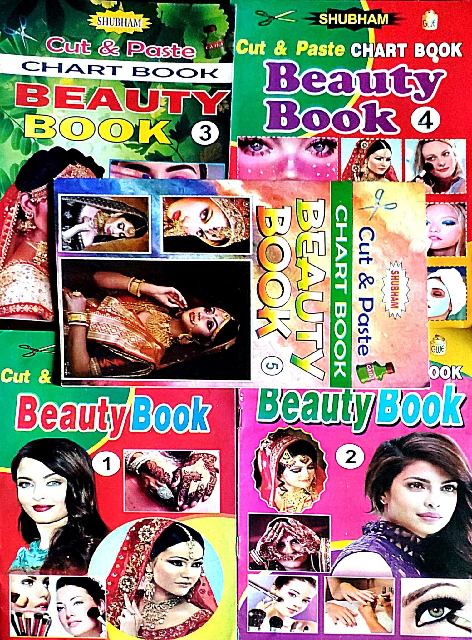 Shubham Cut & Paste Beauty Chart Book Set, 5 Books Collection, Art and Craft Activity Books