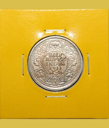Half Rupee 1911 - 5th King George Fancy British India Rare Old Coin For Collection