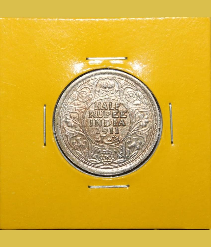 Half Rupee 1911 - 5th King George Fancy British India Rare Old Coin For Collection