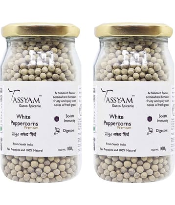 Tassyam White Peppercorns 200 gm Pack of 2