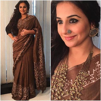 Dark Brown Color Party wear Linen Digital Printed Sari 1260